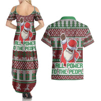 Africa Christmas Black Santa Fist Couples Matching Summer Maxi Dress and Hawaiian Shirt All Power to the People - Wonder Print Shop