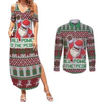 Africa Christmas Black Santa Fist Couples Matching Summer Maxi Dress and Long Sleeve Button Shirt All Power to the People - Wonder Print Shop