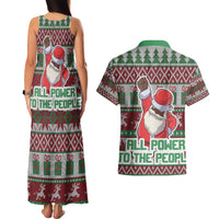 Africa Christmas Black Santa Fist Couples Matching Tank Maxi Dress and Hawaiian Shirt All Power to the People - Wonder Print Shop
