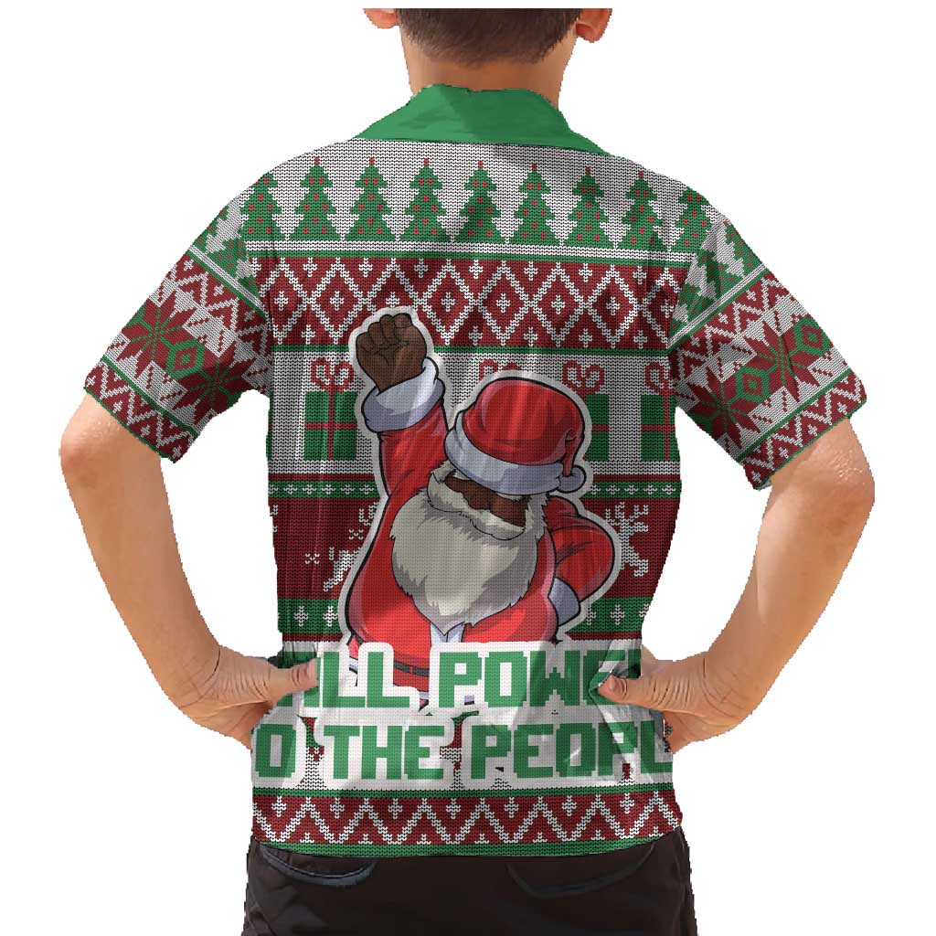 Africa Christmas Black Santa Fist Family Matching Mermaid Dress and Hawaiian Shirt All Power to the People - Wonder Print Shop