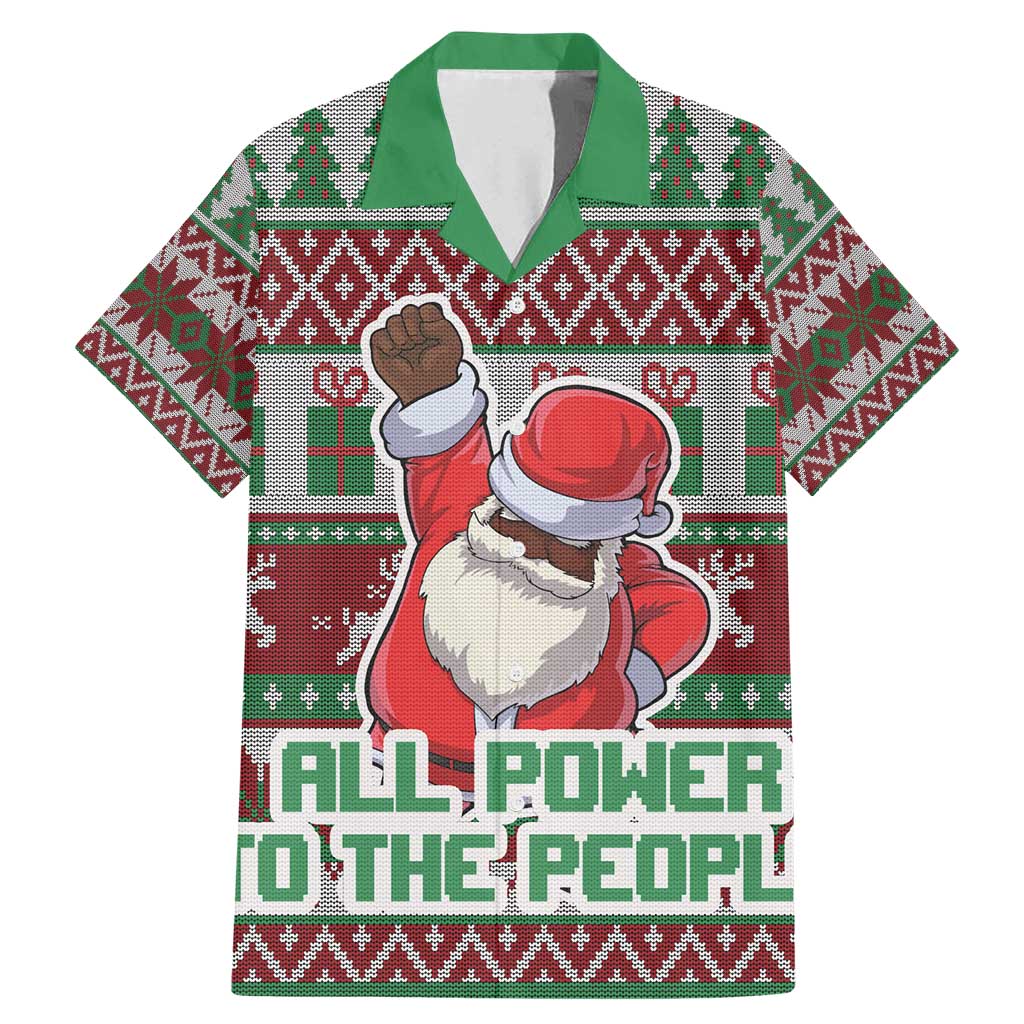 Africa Christmas Black Santa Fist Family Matching Mermaid Dress and Hawaiian Shirt All Power to the People - Wonder Print Shop