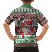 Africa Christmas Black Santa Fist Family Matching Off The Shoulder Long Sleeve Dress and Hawaiian Shirt All Power to the People - Wonder Print Shop
