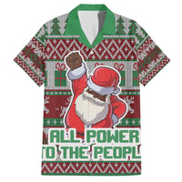 Africa Christmas Black Santa Fist Family Matching Off The Shoulder Long Sleeve Dress and Hawaiian Shirt All Power to the People - Wonder Print Shop