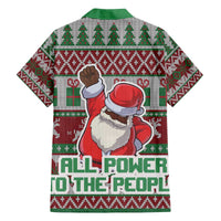 Africa Christmas Black Santa Fist Family Matching Off The Shoulder Long Sleeve Dress and Hawaiian Shirt All Power to the People - Wonder Print Shop