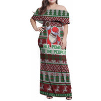 Africa Christmas Black Santa Fist Family Matching Off Shoulder Maxi Dress and Hawaiian Shirt All Power to the People - Wonder Print Shop