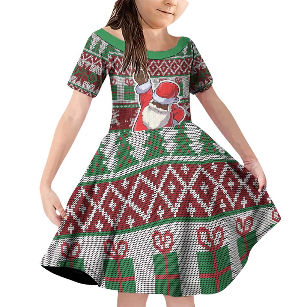Africa Christmas Black Santa Fist Family Matching Off Shoulder Short Dress and Hawaiian Shirt All Power to the People - Wonder Print Shop