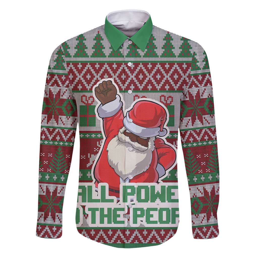 Africa Christmas Black Santa Fist Family Matching Puletasi and Hawaiian Shirt All Power to the People - Wonder Print Shop
