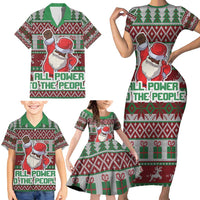 Africa Christmas Black Santa Fist Family Matching Short Sleeve Bodycon Dress and Hawaiian Shirt All Power to the People - Wonder Print Shop