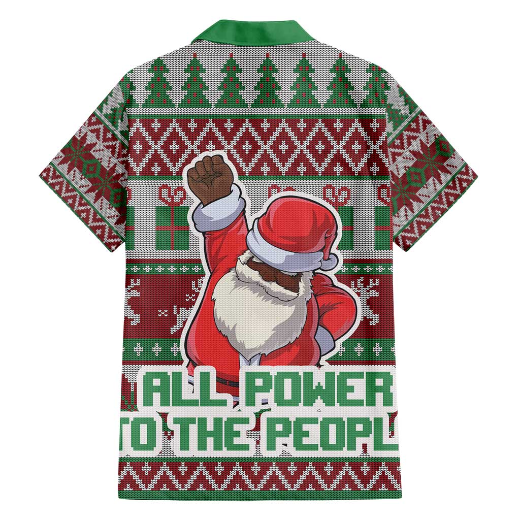 Africa Christmas Black Santa Fist Family Matching Short Sleeve Bodycon Dress and Hawaiian Shirt All Power to the People - Wonder Print Shop