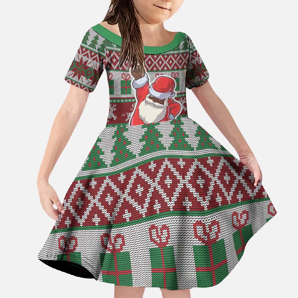 Africa Christmas Black Santa Fist Family Matching Summer Maxi Dress and Hawaiian Shirt All Power to the People - Wonder Print Shop