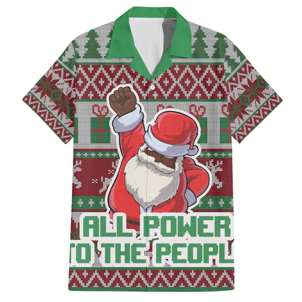 Africa Christmas Black Santa Fist Family Matching Summer Maxi Dress and Hawaiian Shirt All Power to the People - Wonder Print Shop