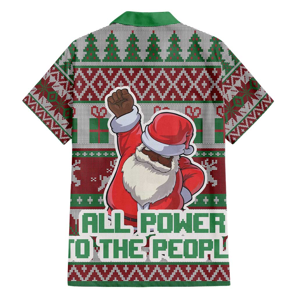 Africa Christmas Black Santa Fist Family Matching Summer Maxi Dress and Hawaiian Shirt All Power to the People - Wonder Print Shop