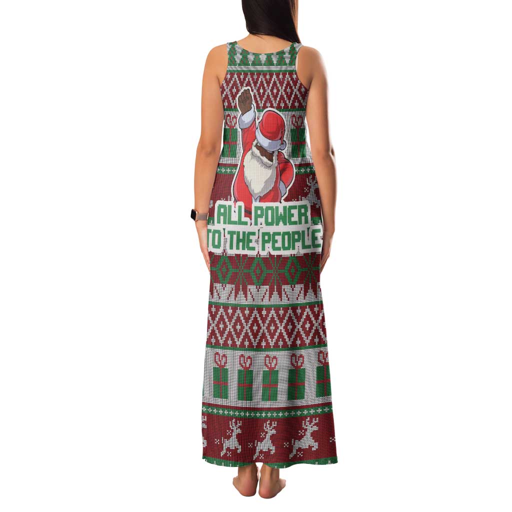 Africa Christmas Black Santa Fist Family Matching Tank Maxi Dress and Hawaiian Shirt All Power to the People - Wonder Print Shop