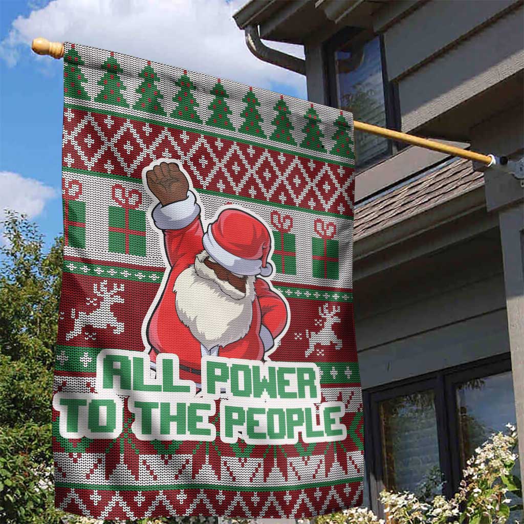 Africa Christmas Black Santa Fist Garden Flag All Power to the People - Wonder Print Shop