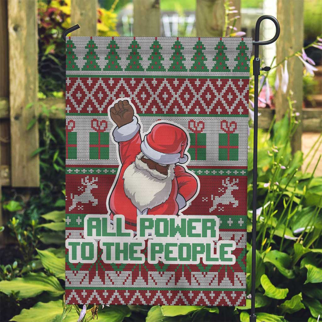 Africa Christmas Black Santa Fist Garden Flag All Power to the People - Wonder Print Shop