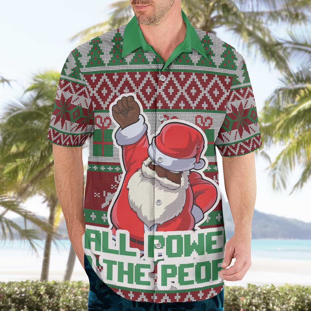 Africa Christmas Black Santa Fist Hawaiian Shirt All Power to the People - Wonder Print Shop
