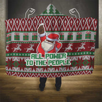 Africa Christmas Black Santa Fist Hooded Blanket All Power to the People
