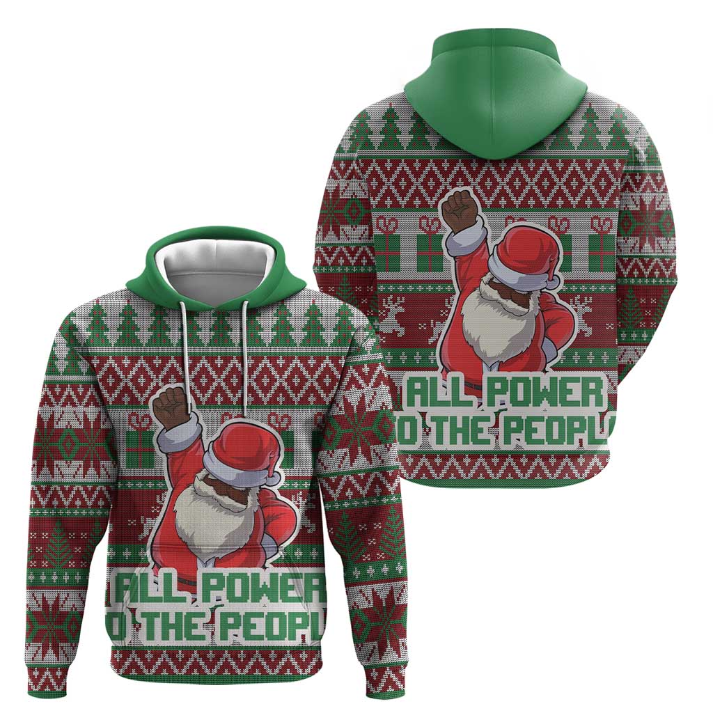 Africa Christmas Black Santa Fist Hoodie All Power to the People - Wonder Print Shop