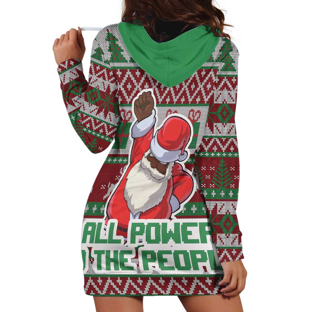 Africa Christmas Black Santa Fist Hoodie Dress All Power to the People - Wonder Print Shop