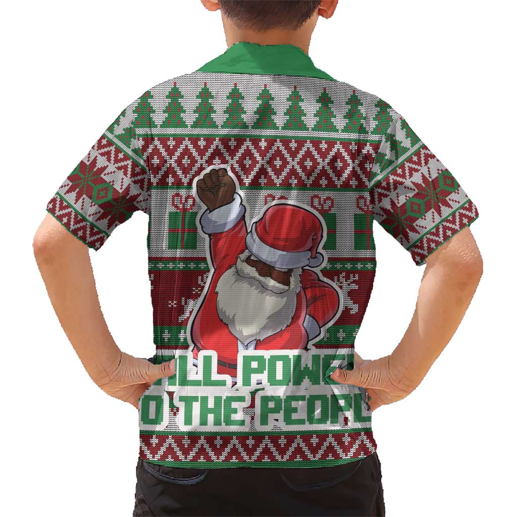Africa Christmas Black Santa Fist Kid Hawaiian Shirt All Power to the People - Wonder Print Shop