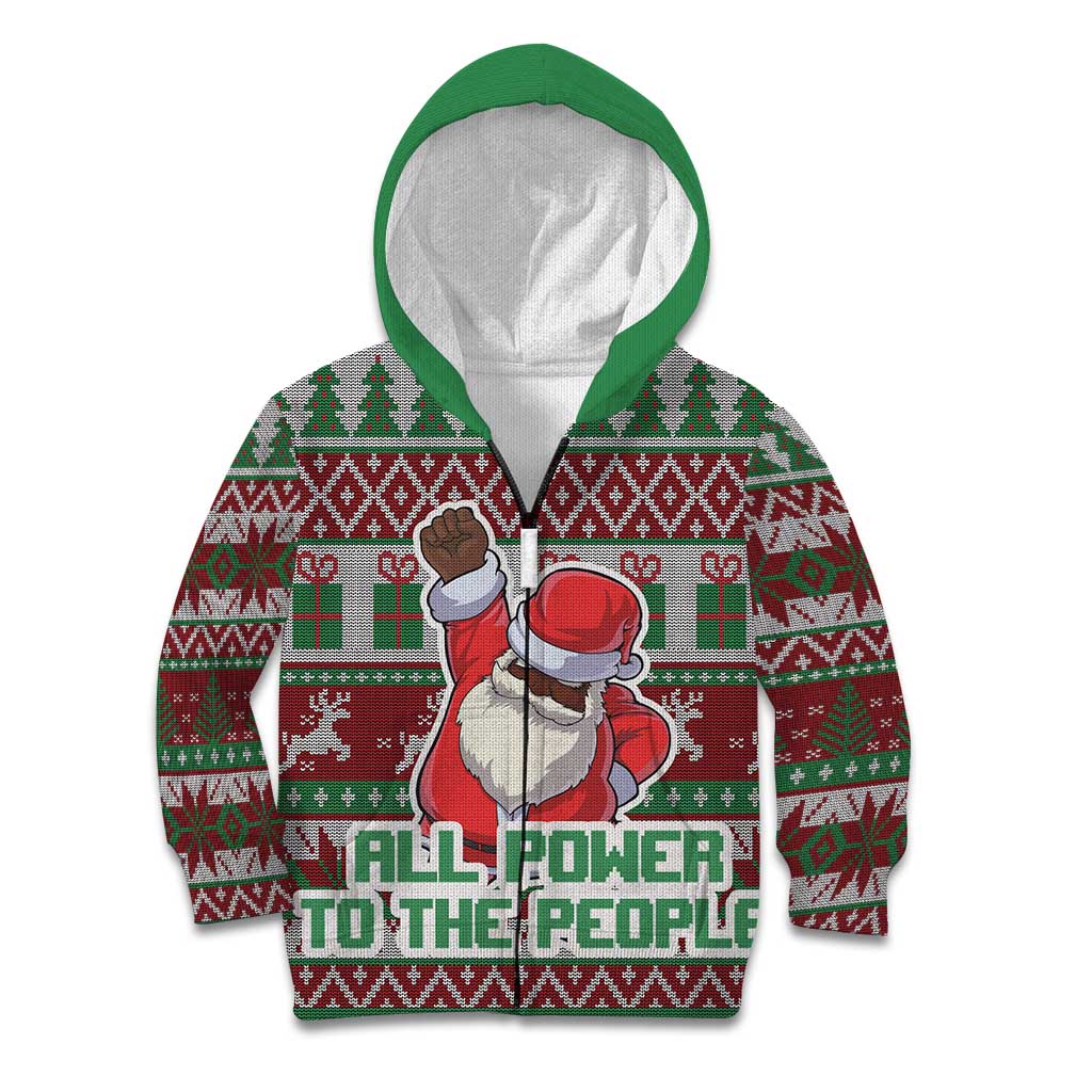 Africa Christmas Black Santa Fist Kid Hoodie All Power to the People - Wonder Print Shop