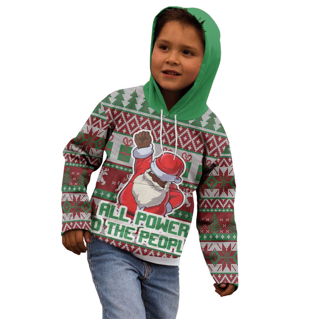 Africa Christmas Black Santa Fist Kid Hoodie All Power to the People - Wonder Print Shop