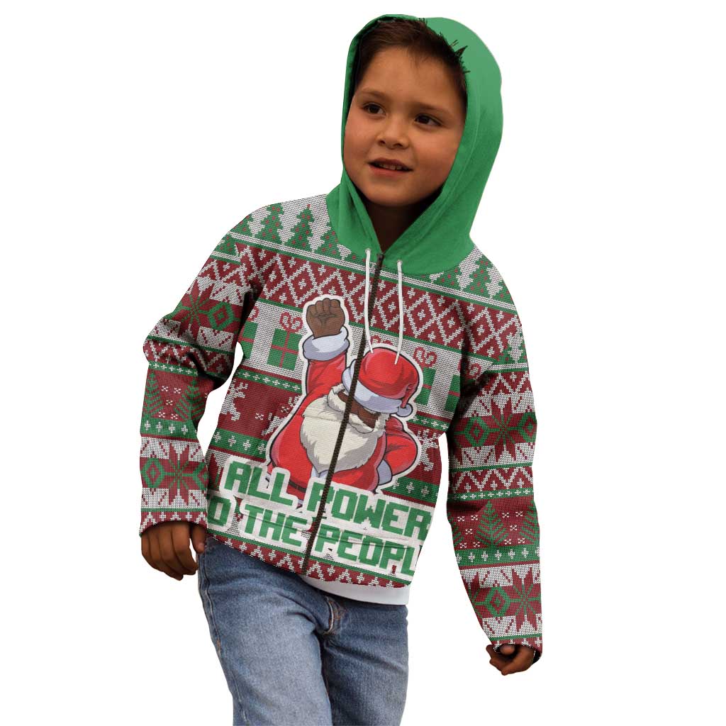Africa Christmas Black Santa Fist Kid Hoodie All Power to the People - Wonder Print Shop