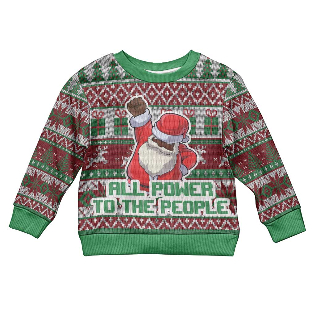 Africa Christmas Black Santa Fist Kid Ugly Christmas Sweater All Power to the People - Wonder Print Shop