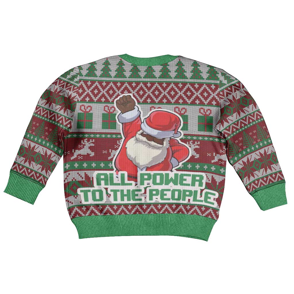 Africa Christmas Black Santa Fist Kid Ugly Christmas Sweater All Power to the People - Wonder Print Shop