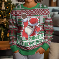 Africa Christmas Black Santa Fist Kid Ugly Christmas Sweater All Power to the People - Wonder Print Shop