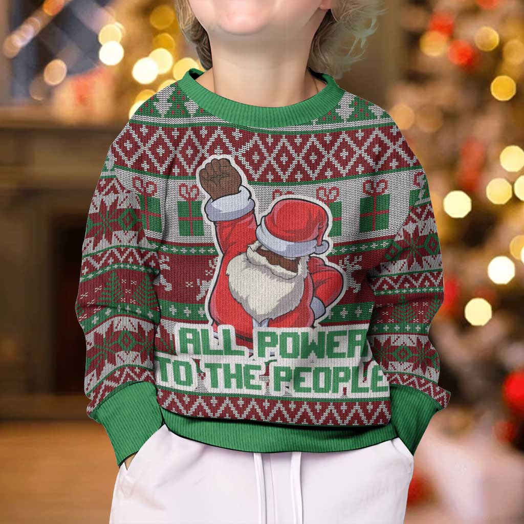 Africa Christmas Black Santa Fist Kid Ugly Christmas Sweater All Power to the People - Wonder Print Shop