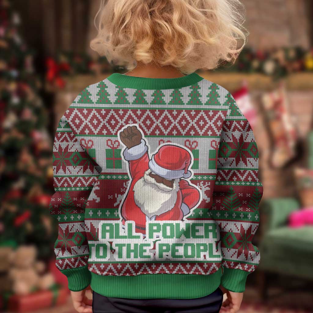 Africa Christmas Black Santa Fist Kid Ugly Christmas Sweater All Power to the People - Wonder Print Shop