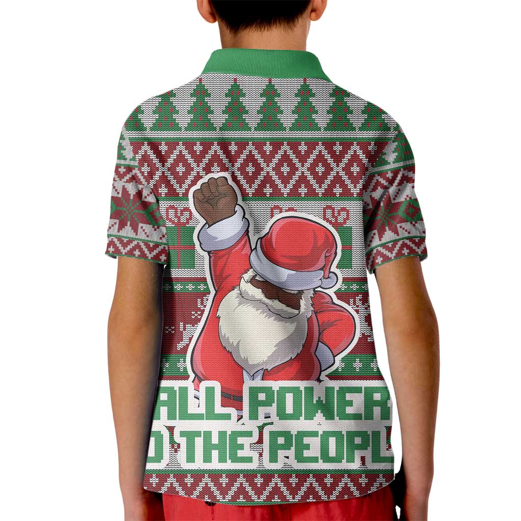Africa Christmas Black Santa Fist Kid Polo Shirt All Power to the People - Wonder Print Shop