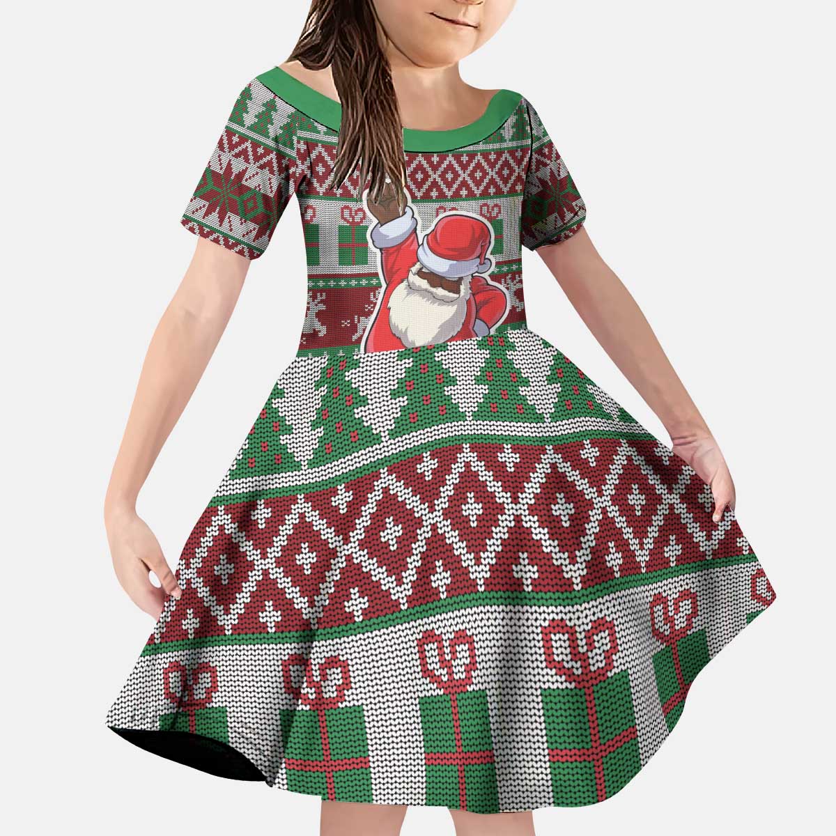Africa Christmas Black Santa Fist Kid Short Sleeve Dress All Power to the People - Wonder Print Shop