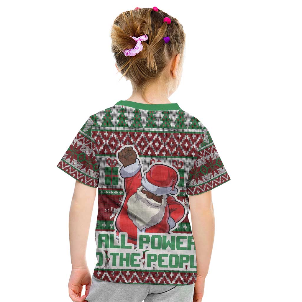 Africa Christmas Black Santa Fist Kid T Shirt All Power to the People - Wonder Print Shop