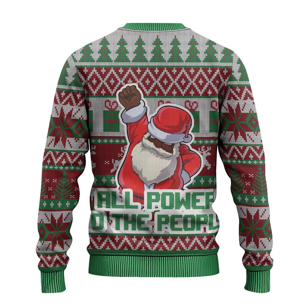Africa Christmas Black Santa Fist Ugly Christmas Sweater All Power to the People - Wonder Print Shop