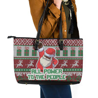 Africa Christmas Black Santa Fist Leather Tote Bag All Power to the People - Wonder Print Shop