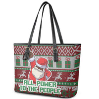 Africa Christmas Black Santa Fist Leather Tote Bag All Power to the People - Wonder Print Shop