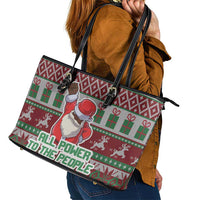 Africa Christmas Black Santa Fist Leather Tote Bag All Power to the People - Wonder Print Shop