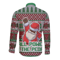 Africa Christmas Black Santa Fist Long Sleeve Button Shirt All Power to the People - Wonder Print Shop