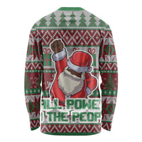 Africa Christmas Black Santa Fist Long Sleeve Shirt All Power to the People - Wonder Print Shop
