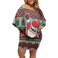 Africa Christmas Black Santa Fist Off Shoulder Short Dress All Power to the People - Wonder Print Shop