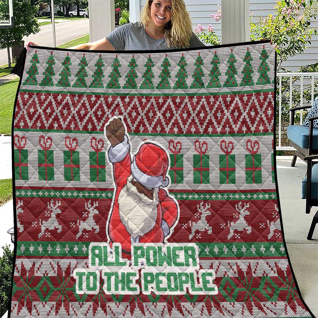 Africa Christmas Black Santa Fist Quilt All Power to the People - Wonder Print Shop
