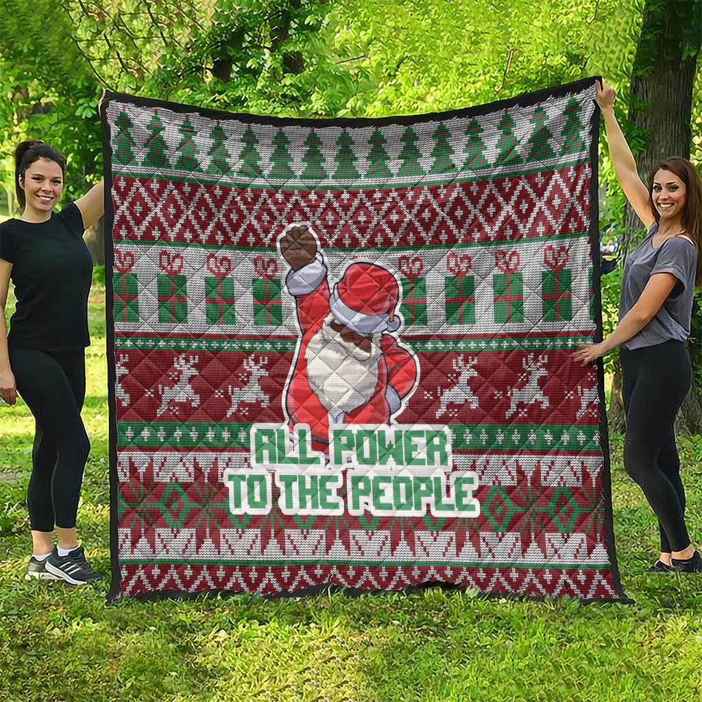 Africa Christmas Black Santa Fist Quilt All Power to the People - Wonder Print Shop