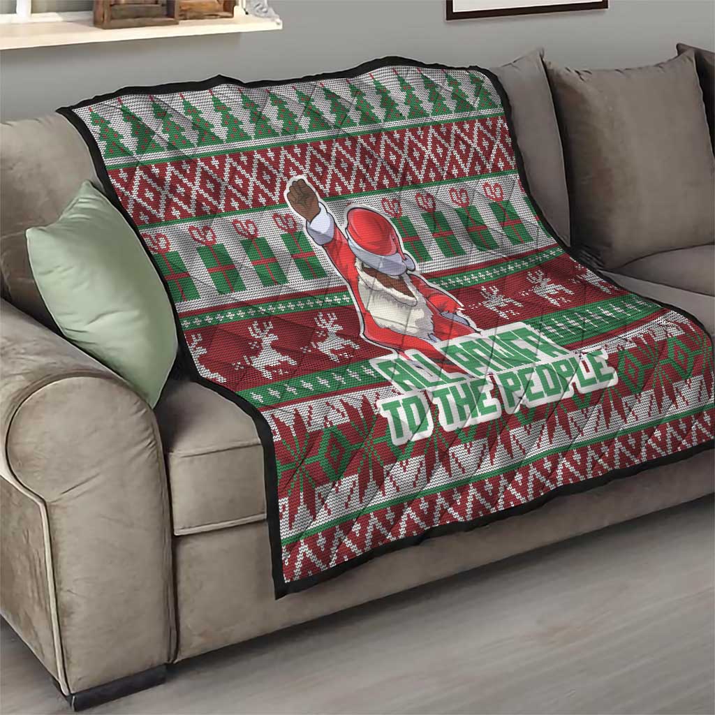 Africa Christmas Black Santa Fist Quilt All Power to the People - Wonder Print Shop