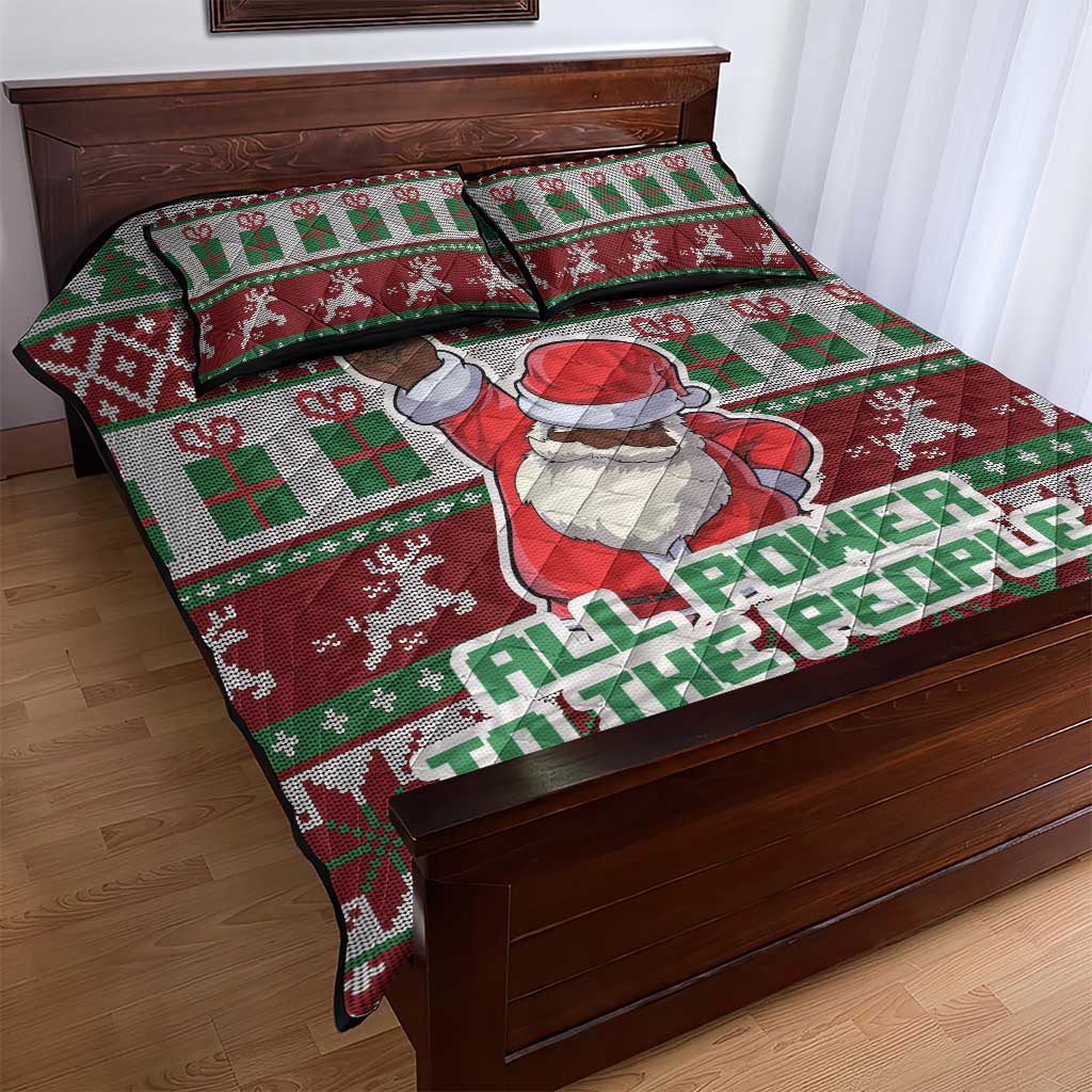 Africa Christmas Black Santa Fist Quilt Bed Set All Power to the People - Wonder Print Shop