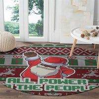 Africa Christmas Black Santa Fist Round Carpet All Power to the People