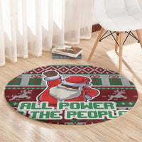 Africa Christmas Black Santa Fist Round Carpet All Power to the People