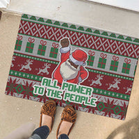 Africa Christmas Black Santa Fist Rubber Doormat All Power to the People - Wonder Print Shop