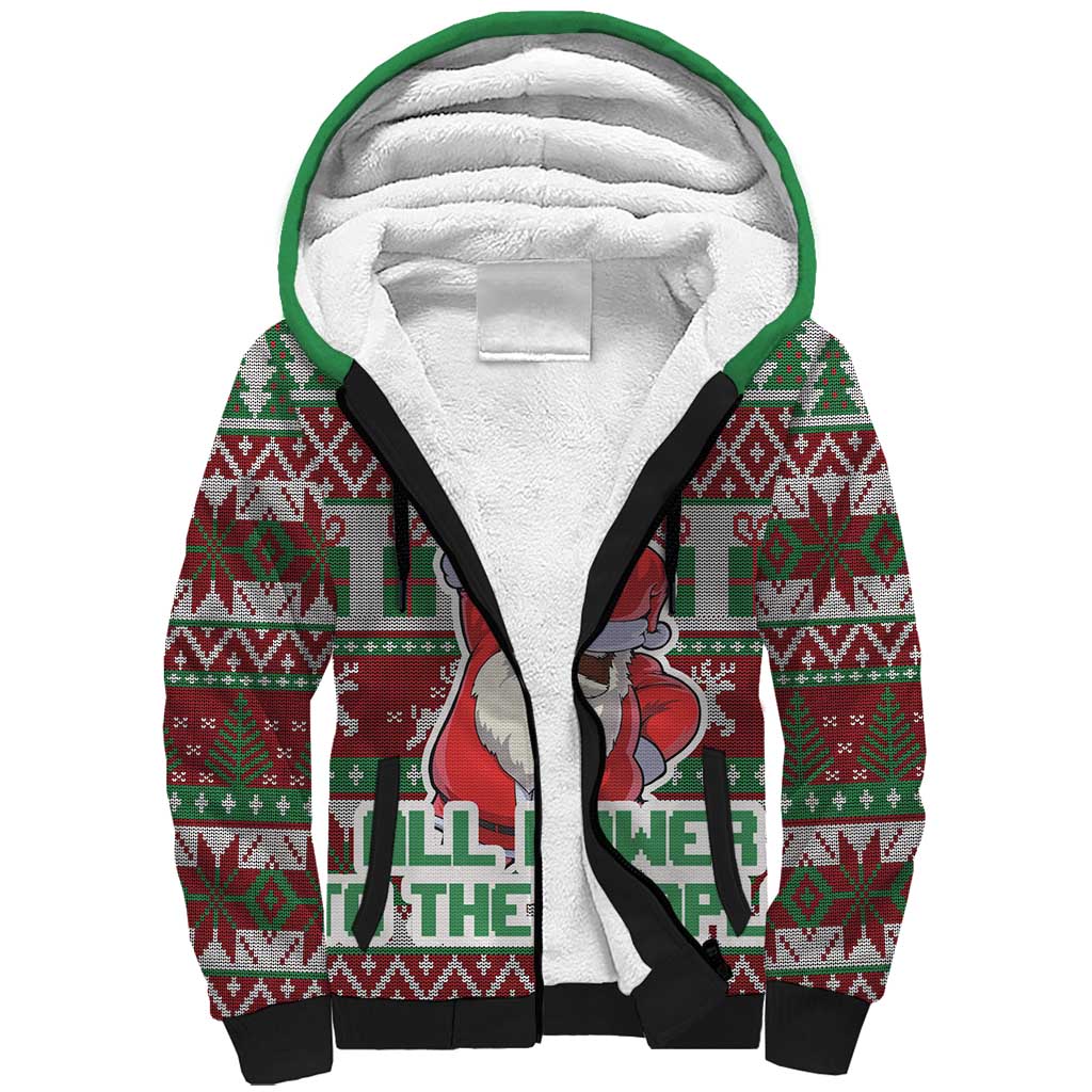 Africa Christmas Black Santa Fist Sherpa Hoodie All Power to the People - Wonder Print Shop